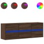 Mueble de TV de pared con luces LED marrón roble 130x31x45 cm en Muebles TV | Comprar online en Foru.es