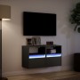 Muebles de TV de pared con luces LED 2 uds negro 41x31x45 cm en Muebles TV | Comprar online en Foru.es