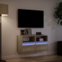 Muebles de TV de pared luces LED 2 uds roble Sonoma 41x31x45 cm en Muebles TV | Comprar online en Foru.es