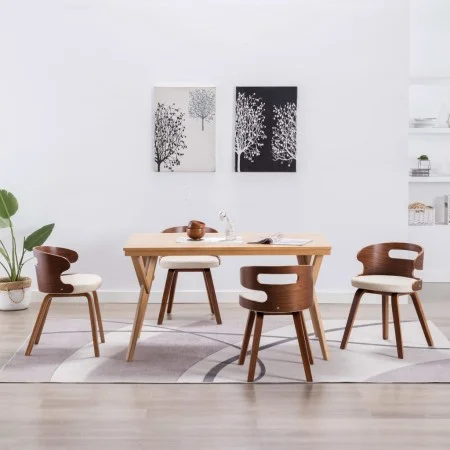 Sillas de comedor 4 uds madera curvada y cuero sintético crema de vidaXL, Sillas de comedor - Ref: Foro24-278848, Precio: 566...