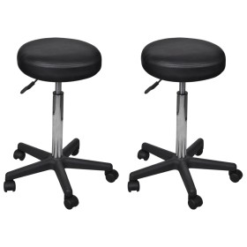 Taburetes de oficina 2 uds cuero sintético negro de vidaXL, Sillas de oficina - Ref: Foro24-277176, Precio: 104,33 €, Descuen...