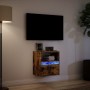 Mueble de TV de pared con luces LED roble ahumado 41x31x45 cm en Muebles TV | Comprar online en Foru.es