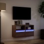 Muebles TV de pared luces LED 2 uds marrón roble 41x31x45 cm en Muebles TV | Comprar online en Foru.es