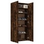 Mueble zapatero madera contrachapada roble humo 80x35,5x180 cm de vidaXL, Zapateros y organizadores de calzado - Ref: Foro24-...
