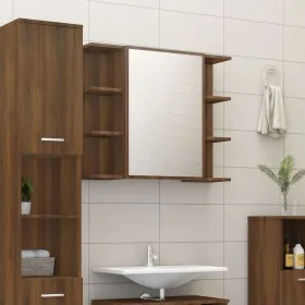 Bathroom cabinet with mirror, brown oak wood, 80x20.5x64 cm by vidaXL, bathroom vanities - Ref: Foro24-815524, Price: 73,37 €...