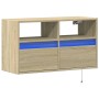 Mueble de TV de pared con luces LED roble Sonoma 80x31x45 cm en Muebles TV | Comprar online en Foru.es