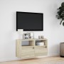 Mueble de TV de pared con luces LED roble Sonoma 80x31x45 cm en Muebles TV | Comprar online en Foru.es