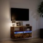 Mueble de TV de pared con luces LED roble ahumado 80x31x45 cm en Muebles TV | Comprar online en Foru.es