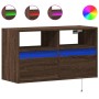 Mueble de TV de pared con luces LED marrón roble 80x31x45 cm en Muebles TV | Comprar online en Foru.es