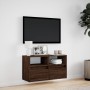 Mueble de TV de pared con luces LED marrón roble 80x31x45 cm en Muebles TV | Comprar online en Foru.es
