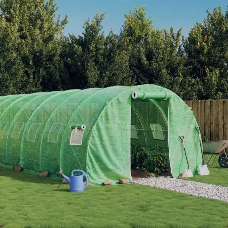 Invernadero con estructura de acero verde 48 m² 16x3x2 m de vidaXL, Invernaderos - Ref: Foro24-3188045, Precio: 643,70 €, Des...