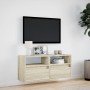 Mueble de TV de pared con luces LED roble Sonoma 100x31x45 cm en Muebles TV | Comprar online en Foru.es