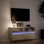 Mueble de TV de pared con luces LED roble Sonoma 100x31x45 cm en Muebles TV | Comprar online en Foru.es