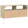 Mueble de TV de pared con luces LED roble Sonoma 100x31x45 cm en Muebles TV | Comprar online en Foru.es