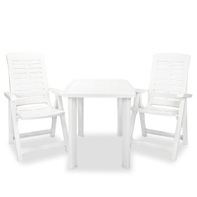 Set de mesa y sillas bistró de jardín 3 piezas plástico blanco de vidaXL, Conjuntos de jardín - Ref: Foro24-275073, Precio: 2...