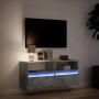 Mueble de TV de pared con luces LED gris hormigón 100x31x45 cm en Muebles TV | Comprar online en Foru.es