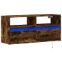 Mueble de TV de pared con luces LED roble ahumado 100x31x45 cm en Muebles TV | Comprar online en Foru.es