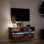 Mueble de TV de pared con luces LED roble ahumado 100x31x45 cm en Muebles TV | Comprar online en Foru.es
