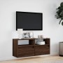 Mueble de TV de pared con luces LED marrón roble 100x31x45 cm en Muebles TV | Comprar online en Foru.es