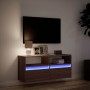 Mueble de TV de pared con luces LED marrón roble 100x31x45 cm en Muebles TV | Comprar online en Foru.es