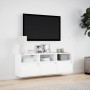 Mueble de TV de pared con luces LED blanco 130x31x45 cm en Muebles TV | Comprar online en Foru.es