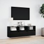 Mueble de TV de pared con luces LED negro 130x31x45 cm en Muebles TV | Comprar online en Foru.es