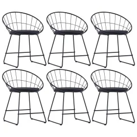 Sillas de comedor asientos de cuero sintético 6 uds acero negro de vidaXL, Sillas de comedor - Ref: Foro24-276236, Precio: 29...