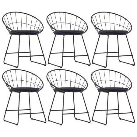 Sillas de comedor asientos de cuero sintético 6 uds acero negro de vidaXL, Sillas de comedor - Ref: Foro24-276236, Precio: 29...
