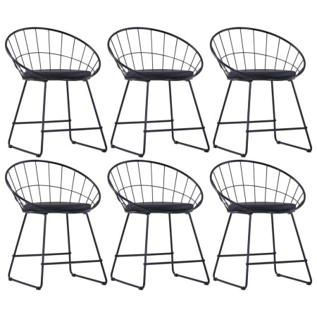 Sillas de comedor asientos de cuero sintético 6 uds acero negro de vidaXL, Sillas de comedor - Ref: Foro24-276236, Precio: 29...