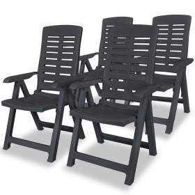 Sillas de jardín reclinables 4 unidades plástico gris antracita de vidaXL, Sillas de jardín - Ref: Foro24-275071, Precio: 271...
