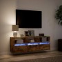 Mueble de TV de pared con luces LED roble ahumado 130x31x45 cm en Muebles TV | Comprar online en Foru.es
