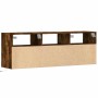 Mueble de TV de pared con luces LED roble ahumado 130x31x45 cm en Muebles TV | Comprar online en Foru.es
