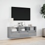 Mueble de TV de pared con luces LED gris Sonoma 130x31x45 cm en Muebles TV | Comprar online en Foru.es
