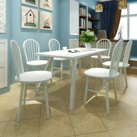 Sillas de comedor 6 unidades madera maciza de caucho blanca de vidaXL, Sillas de comedor - Ref: Foro24-272090, Precio: 441,00...
