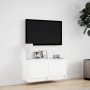 Mueble de TV de pared con luces LED blanco 80x31x35 cm en Muebles TV | Comprar online en Foru.es