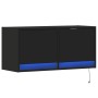 Mueble de TV de pared con luces LED negro 80x31x35 cm en Muebles TV | Comprar online en Foru.es