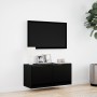 Mueble de TV de pared con luces LED negro 80x31x35 cm en Muebles TV | Comprar online en Foru.es