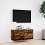 Mueble de TV de pared con luces LED roble ahumado 80x31x35 cm en Muebles TV | Comprar online en Foru.es