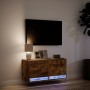 Mueble de TV de pared con luces LED roble ahumado 80x31x35 cm en Muebles TV | Comprar online en Foru.es
