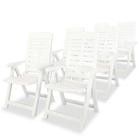 Sillas de jardín reclinables 6 unidades plástico blanco de vidaXL, Sillas de jardín - Ref: Foro24-275068, Precio: 452,20 €, D...