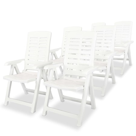 Sillas de jardín reclinables 6 unidades plástico blanco de vidaXL, Sillas de jardín - Ref: Foro24-275068, Precio: 473,92 €, D...