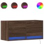 Mueble de TV de pared con luces LED roble marrón 80x31x35 cm en Muebles TV | Comprar online en Foru.es