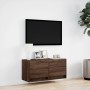 Mueble de TV de pared con luces LED roble marrón 80x31x35 cm en Muebles TV | Comprar online en Foru.es