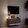 Mueble de TV de pared con luces LED roble marrón 80x31x35 cm en Muebles TV | Comprar online en Foru.es