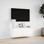 Mueble de TV de pared con luces LED blanco 100x31x35 cm en Muebles TV | Comprar online en Foru.es