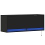 Mueble de TV de pared con luces LED negro 100x31x35 cm en Muebles TV | Comprar online en Foru.es