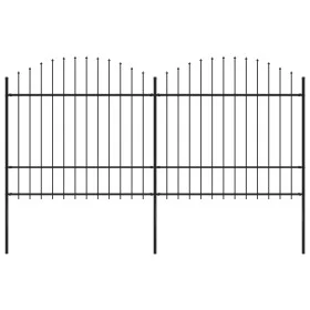 Gartenzaun mit Speerspitzen aus schwarzem Stahl (1,5-1,75)x3,4m von vidaXL, Zaunpaneele - Ref: Foro24-277740, Preis: 168,72 €...