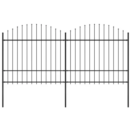Garden fence with black steel spear points (1.5-1.75)x3.4m by vidaXL, fence panels - Ref: Foro24-277740, Price: 168,72 €, Dis...