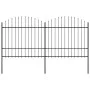 Garden fence with black steel spear points (1.5-1.75)x3.4m by vidaXL, fence panels - Ref: Foro24-277740, Price: 168,72 €, Dis...