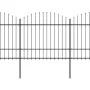 Garden fence with black steel spear points (1.5-1.75)x3.4m by vidaXL, fence panels - Ref: Foro24-277740, Price: 168,72 €, Dis...